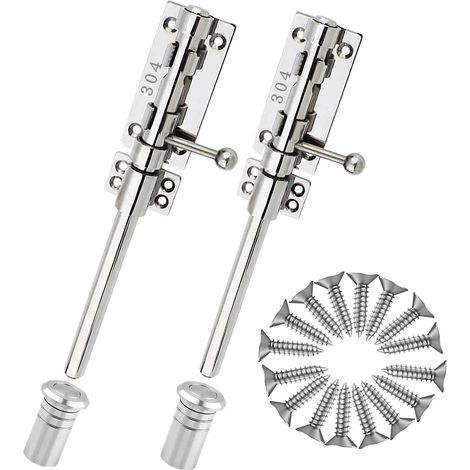 Verrou coulissant pour portail - Solide - En acier inoxydable 304 - Pour charge lourde - Verrou de sécurité - Accessoire de portail renforcé avec boîte à poussière - Pour grange, clôture, abri de (1/5)
