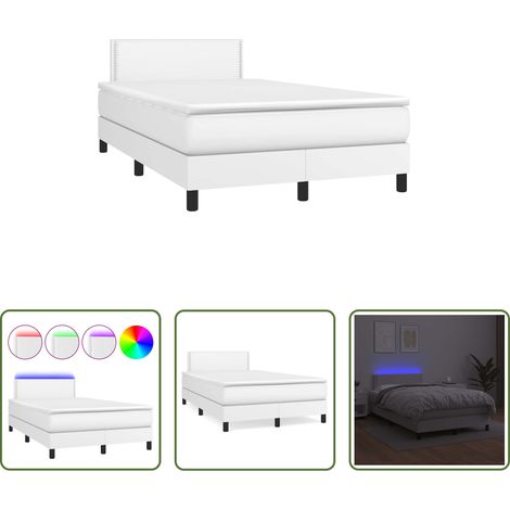 Matelas LED - Sommier à lattes de lit matelas LED blanc 120x190 cm similicuir (1/5)