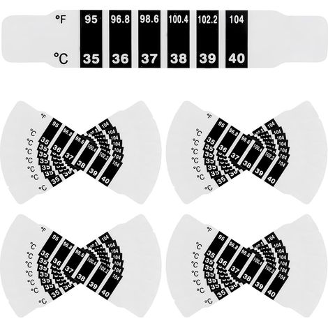 30 Pièces Bandes de Température, Bandes de Thermomètre Frontal, Bébé Front Thermomètre Bandes Fièvre Test Réutilisable pour Vérifier la Température, Thermomètres de Voyage pour sac à Main (1/5)