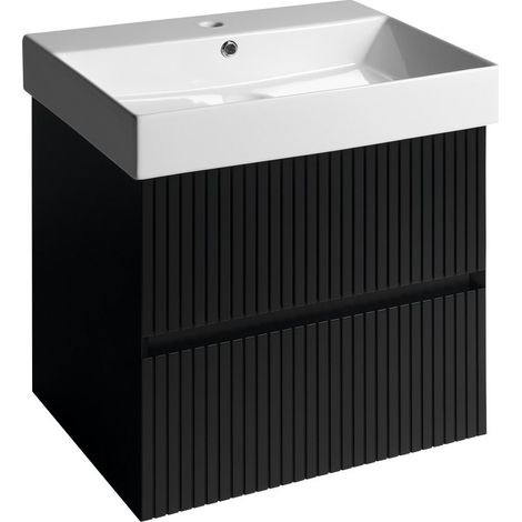 FILENA Meuble sous-vasque 57x51,5x43cm, bande noir mat (1/5)