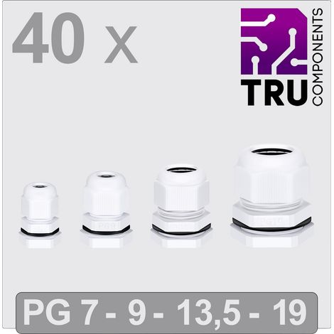 TRU COMPONENTS TC-13448628 Kabelverschraubung    Polyamid Weiß 40 St.