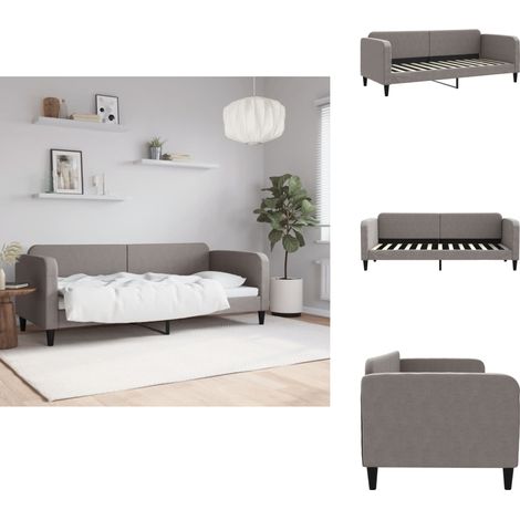 Lit de repos sans matelas taupe 80x200 cm tissu - Canapé Convertible - Lit Invité - Meuble Multifonction - Literie - Décoration Intérieure (1/5)