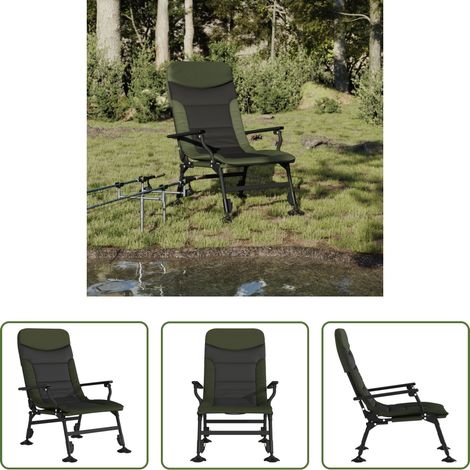 Chaise de plein air - Chaise de pêche avec accoudoir pliable vert (1/5)