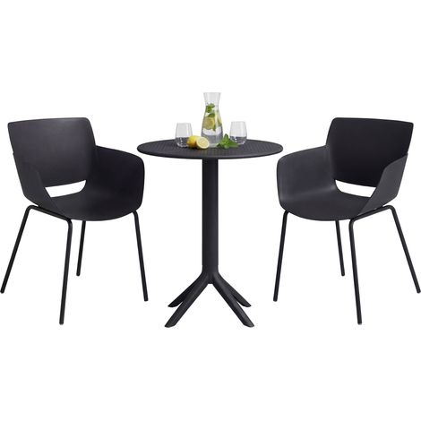 Gartenmöbel-Set Siora mit 2 Stühlen schwarz