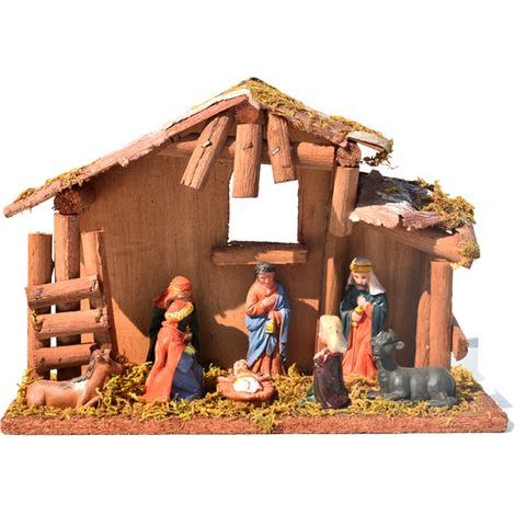 Juego completo de Belén, Escena navideña de la Natividad - Juego de Belén, Figuras navideñas de resina para decoración navideña, Escena navideña de la Natividad de poliresina - A (1/5)