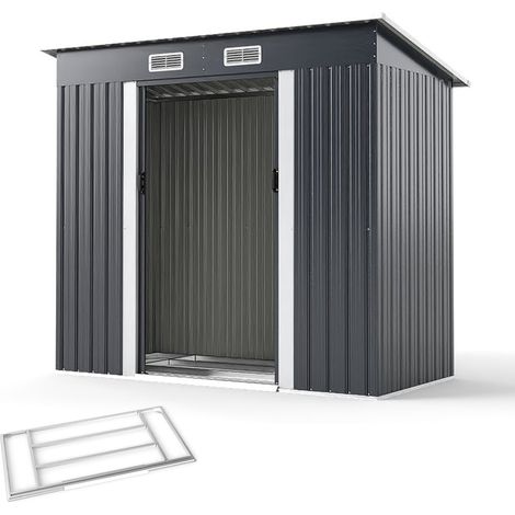 Costway – Abri de jardin métal 213 x 112 x 186 cm – Toit incliné et aérations – Porte coulissante verrouillable – Base en métal robuste