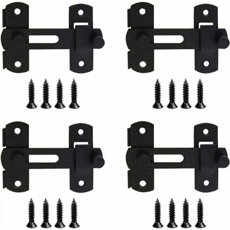 [JAMAIS UTILISÉ] Lot de 4 verrous inox loquets de porte serrure coulissante noir avec vis pour porte vitrine cave cave à vin