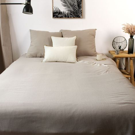 Couverture en jacquard Beige 180x220 cm (1/3)