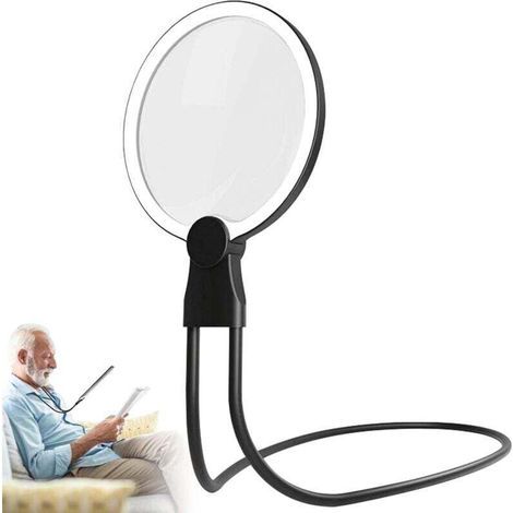 Lupa de lectura con iluminación, 24 LED, carga USB y brazo flexible, lupa de lectura para personas mayores. (1/4)