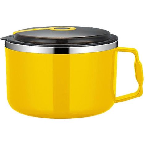 Instant-Nudelschalen, Müslischalen mit Deckel und Griff, Suppenschüssel, Edelstahl-Ramen-Schüssel für Suppe, Obst, Reisen, Studentenwohnheim, Schnellkochen-Yellow (1/5)