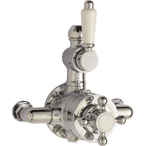 Traditional Exposed Twin Thermostatic Shower Valve - 1 Outlet - Chrome Finish - Premium Bathroom Shower Control Valve by Balterley