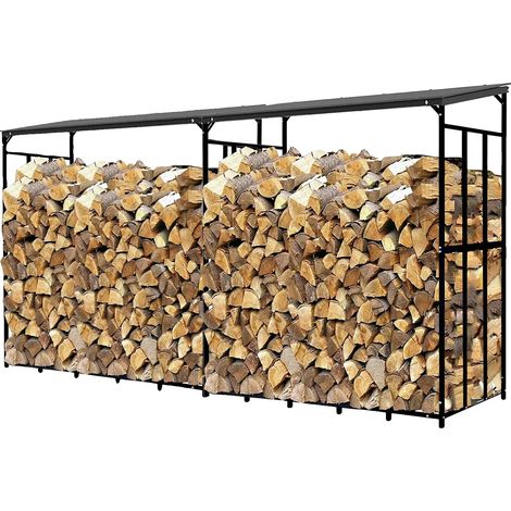 Range à bois, métal fer, 156,5 x 60 x 176,5 cm, capacité de 300 kg, poids de 20,35 kg, niveau unique (1/5)