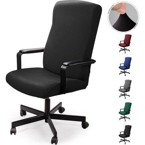 Housse de chaise de bureau extensible et lavable noir taille M (1/5)
