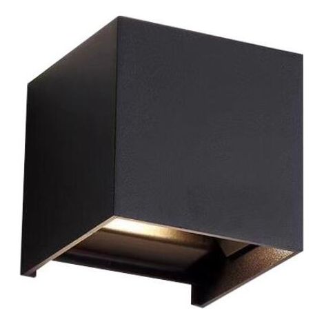 1 applique carrée extérieure, double faisceau COB, 6 W, IP65, blanc chaud 3000 K, aluminium noir, 10 x 10 x 10 cm (1/5)