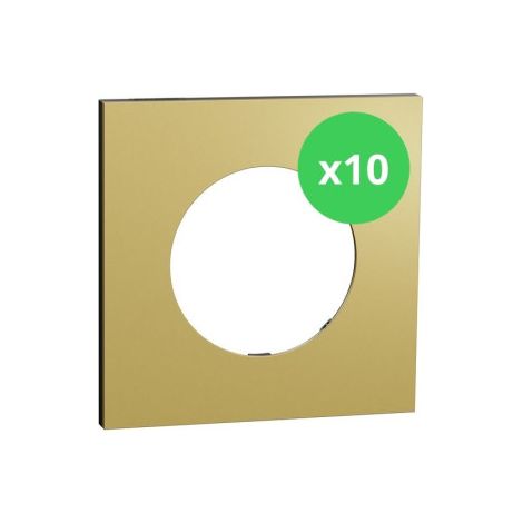 Schneider - Odace Mu00e9tal 2025 - LOT de 10 Plaques de finition 1 poste - Effet Laiton support noir - Ru00e9f : S916702 x 10 (1/5)