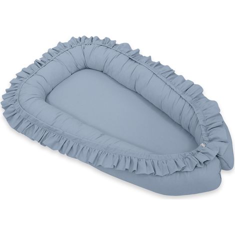 Baby Kokon Laufstall Wickeltuch Premium mit Rüschen MY SWEET BABY - schmutzig blau (1/4)