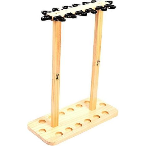 Support de rangement vertical pour cannes à pêche en bois massif à 8 emplacements, idéal pour la maison, le garage, le chalet ou le bateau. (1/5)