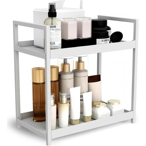 Estantería grande multifuncional de color blanco, organizador de perfumes, productos para el cuidado de la piel y cosméticos para el dormitorio, el baño o el vestidor.
