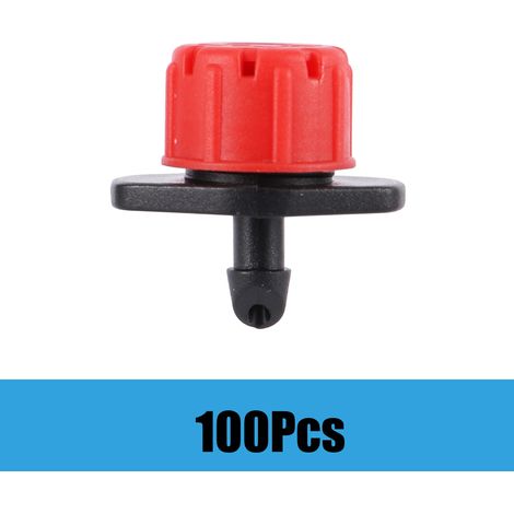 (Rouge - 100 pièces) Goutteur réglable à 8 trous pour tuyau d'arrosage 4/7 mm - Buses d'irrigation pour jardin, agriculture, outils d'arrosage pour fleurs et légumes (1/5)