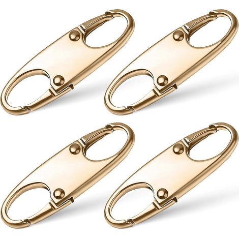 Mabor Kit de réparation de 4 clips antivol pour fermetures éclair - Fermeture à verrou avec tirettes détachables - Pour bagages, vêtements, sacs à dos, bottes et sacs à main (Or) (1/4)