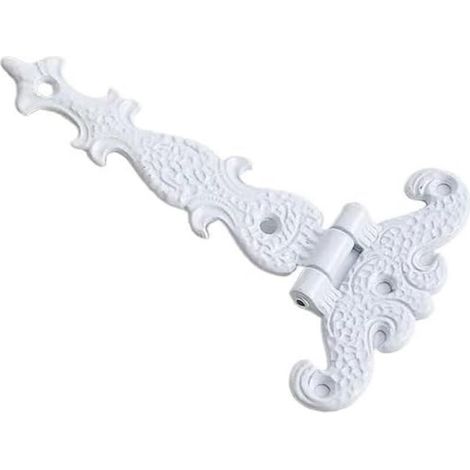 Bisagras decorativas de latón grabado de estilo vintage para puertas de armarios y joyeros (1 unidad), color blanco. (1/5)