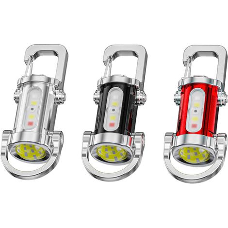 Diese 3 ultrahellen Mini-Schlüsselanhänger-Taschenlampen sind tragbar, per USB aufladbar, wasserdicht und verfügen über eine Lichtquelle. (1/3)