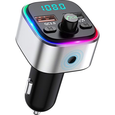 T32 Neuer Auto-MP3-Bluetooth-Player mit Karteneinschub, QC3.0-Schnellladefunktion, Bluetooth-Ladegerät, FM-Transmitter – Silber (1/4)