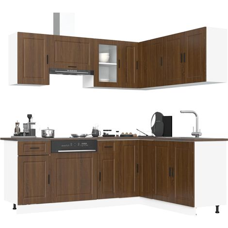 11tlg. Küchenschrank-Set Porto Braun Eichen-Optik Holzwerkstoff