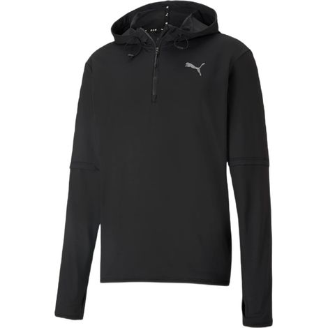 Felpa da corsa Puma Run con cappuccio, strato intermedio, nera, taglia M (1/5)