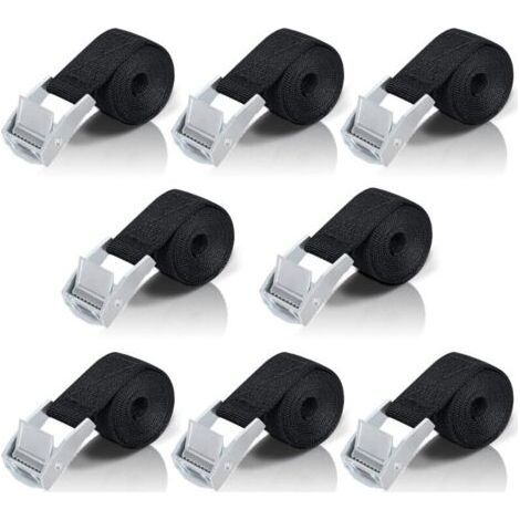 1M Lashing Strap, 8 Pieces Ratchet Strap with Zinc Alloy Tightening Buckle for Securing Motorcycle/Car/Bike Carrier/Luggage/Moving Pulling Power (1/5)