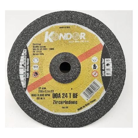 DISCO ABRASIVO KONDOR PER FERRO D.230X2.5X22 ZIRCONIO