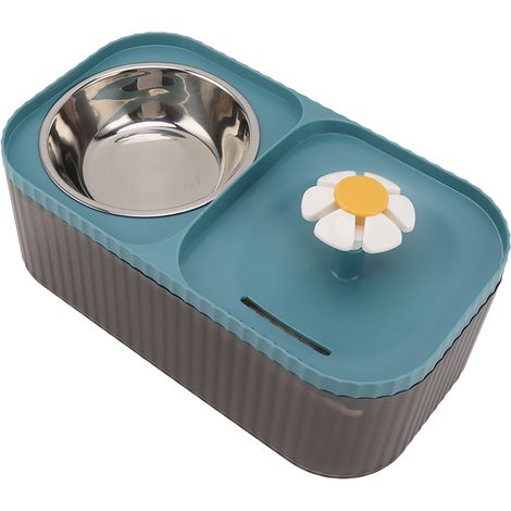 Fontaine à eau pour chat, gamelle haute capacité et silencieuse 2 en 1, distributeur d'eau et distributeur de croquettes bleu (1/5)