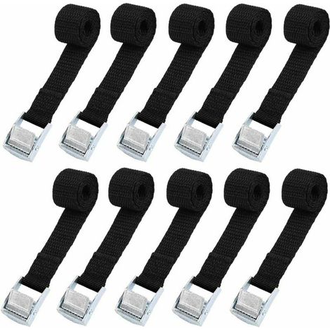 10Pcs 239Cm Sangle D'Arrimage Kit De Fixation Pour Moto/ Voiture/ Porte Vélo Sangle De Serrage Charge Maximale 500 Kg - Noir (1/4)