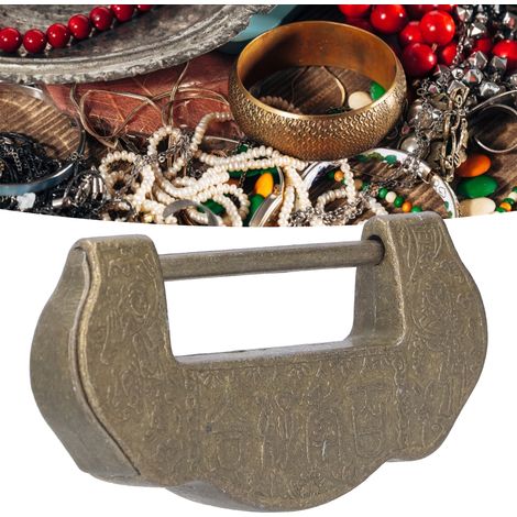 Serrure Padlock Antique Couverture Chinoise Ming Qing Set Perles Boîte Bijoux Dorure Bronze Accessoire Décoratif Cabinet (1/5)