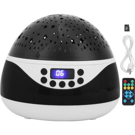 Veilleuse télécommandée avec affichage numérique LED, projecteur de veilleuse et musique pour enfants (noir) (1/5)