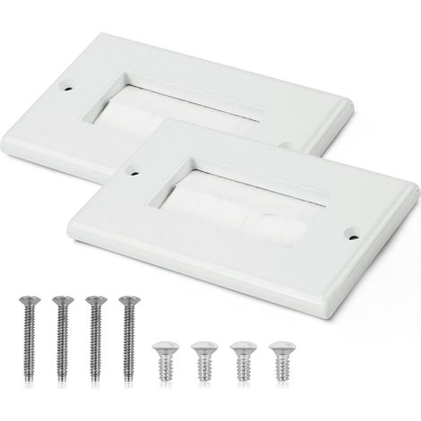 2 Pièces Plaques Murales avec Brosse pour Passage de Câbles, Passe-câble Murale Sortie connecteur Audio vidéo, Anti-poussière Mur Panneau Câble Pass Through Insert pour Câbles TV HDMI (1/5)