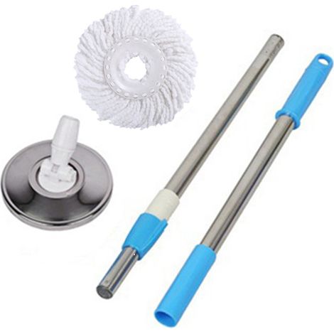 Manche de rechange pour balai à franges rotatif, manche télescopique rotatif à 360° de 124 cm (49 pouces) pour système de nettoyage de seau à franges rotatif