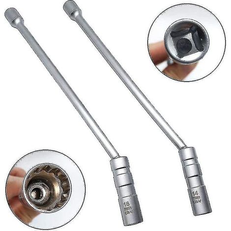 Clé à bougie d'allumage 14 mm, 16 mm, douille magnétique 12 pans étendue Outil de démontage de douille universelle flexible 3/8" (1/5)