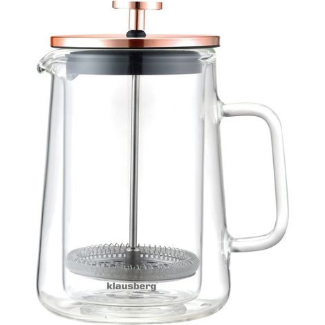 Cafetera/Tetera de prensa francesa de 0,60 l, color oro rosa, KLAUSBERG KB-7724 (1/5)
