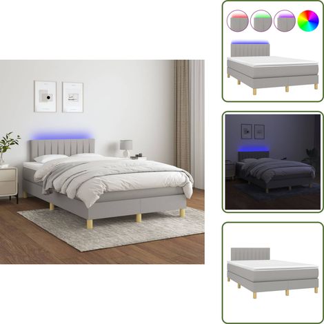 Boxspringbett mit Matratze & LED Hellgrau 120x200 cm Stoff - Boxspringbett - Betten - Schlafräume - Doppelbett - Einzelbett (1/5)