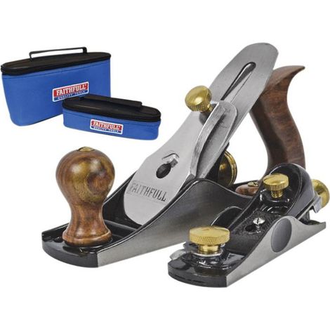 Faithfull No.4 Smoothing Plane & No.60 1/2 Block Plane + Canvas Bag FAIPLANE4AVB