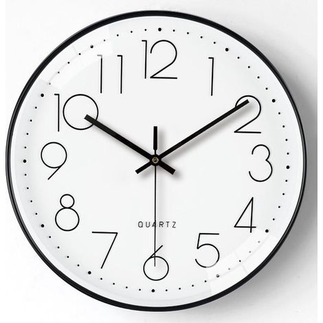 12-Zoll-Wanduhr ohne Ticken, modern und dekorativ, batteriebetriebenes Quarzwerk für Büro, Klassenzimmer oder Schule (Schwarz)