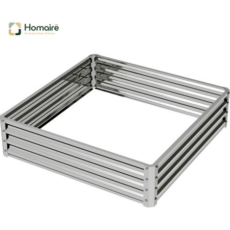 HOMAIRE Hochbeet Stahl Silber für Garten, Terrasse, Balkon