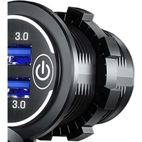 QC3.0 Multiport-USB-Autoladegerät mit Schnellladefunktion und Zigarettenanzünderadapter für Wohnmobile, Boote und Motorräder (weißes Licht). (1/5)