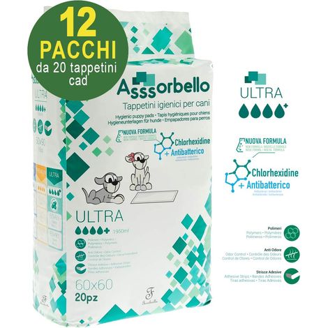 Ferribiella Dog Assorbello (60x60cm) ULTRA Tappetini Igienici Assorbenti  - Ferribiella Dog Assorbello (60x60cm) ULTRA Tappetini Igienici Assorbenti - Confezione Da 20 Tappetini (1/2)