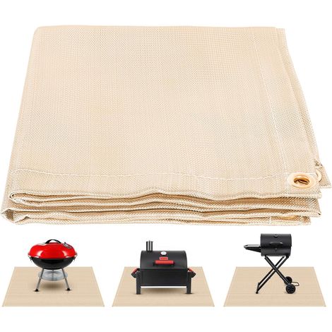 Tapis Ignifuge Pour Feu - Tissu Fibre De Verre 100x80 Cm - Protection Terrasse Camping Jardin - Couleur Kaki (1/5)