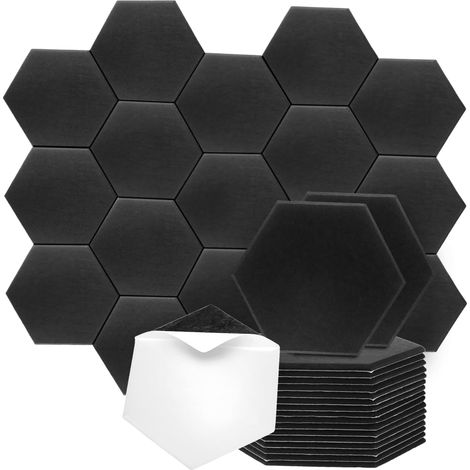 18 Pieces Self-Adhesive Acoustic Panels, 30x26x1cm Black Hexagonal Wall Sound Insulation Panels, High Density Acoustic Foam Panels, for Studio and Office (1/5)