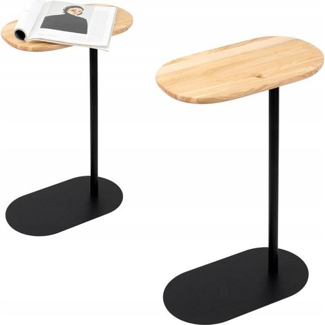 Tavolino per laptop, laterale, a soppalco, in legno e metallo, nero, Toro, 40x22x62 (1/5)