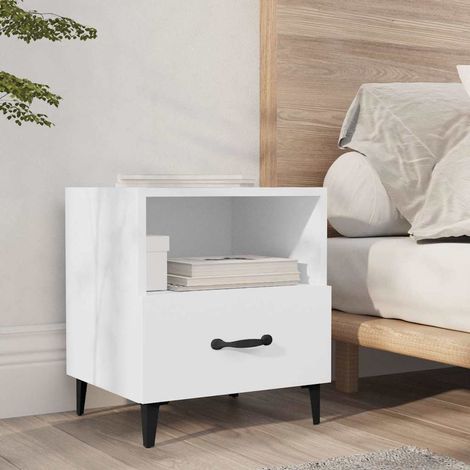 vidaXL Table de chevet Blanc Bois d'ingénierie (1/5)