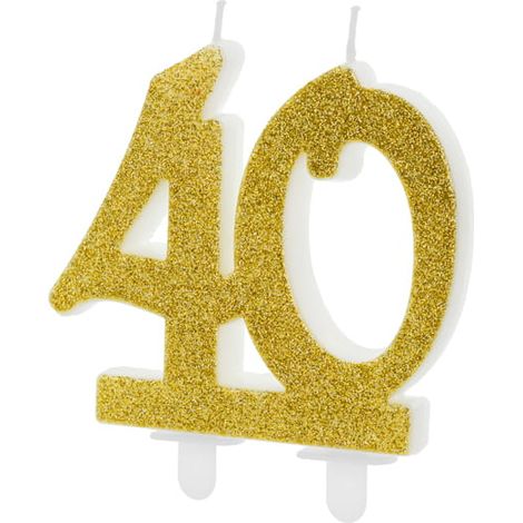 Bougie d'anniversaire numéro 40 à paillettes dorées (1/3)